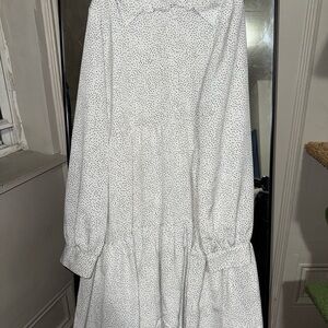 White Polka Dot Long Sleeve Dress